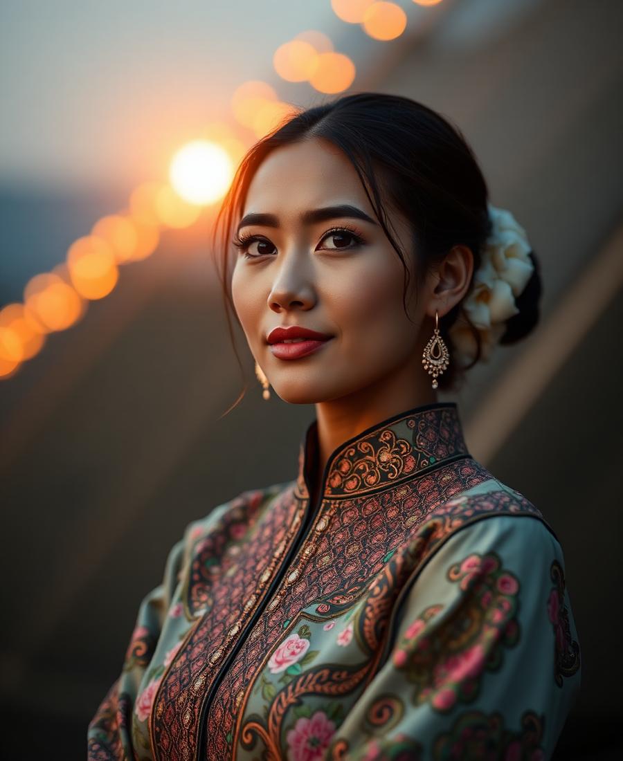 Portrait AI dengan pencahayaan sinematik